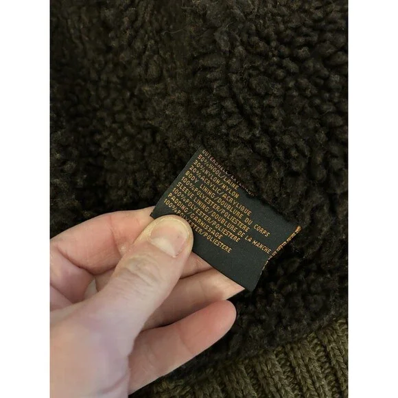 SCHOTT BROS NYC Heavyweight Sherpa Cable Sweater Jacket Army Garment  M85-237-04 - Picture 4 of 7